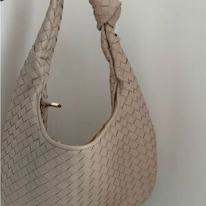Elegant Woven Beige Hobo Bag